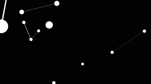 Black background with lines and dots particles in motion. Stock Footage 153869391