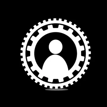 On a black background man in the circle of the gear Stock Illustration