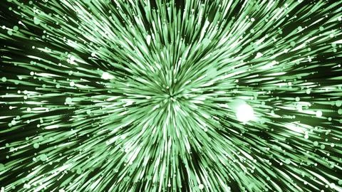 Black background. Motion. Bright green and orange fireworks in animation that Stock Illustration