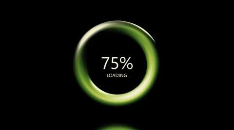 Black background. Motion. A green ring loaded in abstraction that runs up to a Stock-Illustration