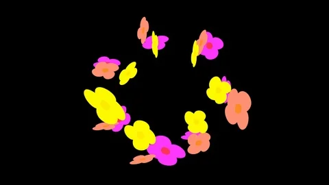 Black background with moving flower shapes Video stock 103065355