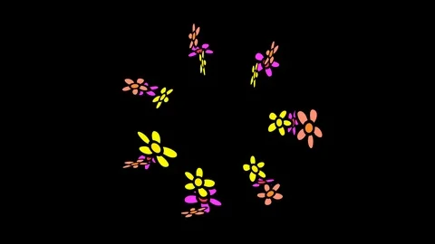 Black background with moving flower shapes Stock Footage 103121913