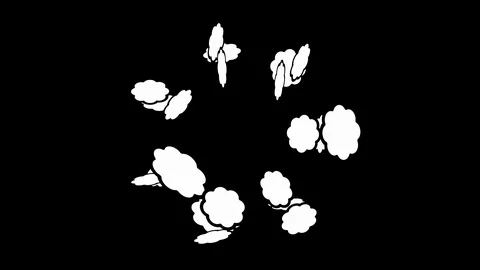Black background with moving flower shapes Stock Footage 103410191