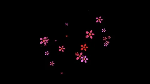 Black background with moving flower shapes Stock Footage 103438259