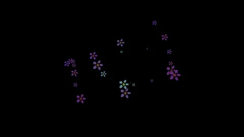 Black background with moving flower shapes Stock Footage 103438516