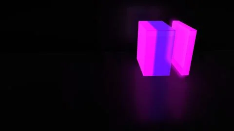 Black background with neon lighted square shapes. Illustrazione stock