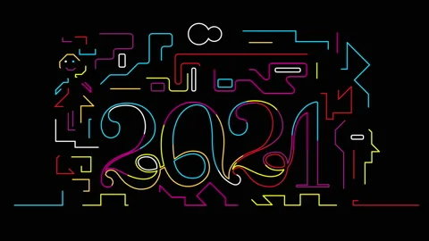 Black background with number 2021 new year. Stock Footage 153398511