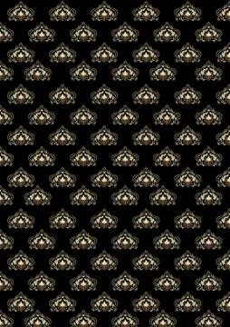 Black background with old classic pattern Stock Illustration