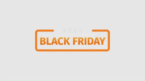 Black background orange badge frame, modern outlined label reading 2025 black Stock Footage 320781345