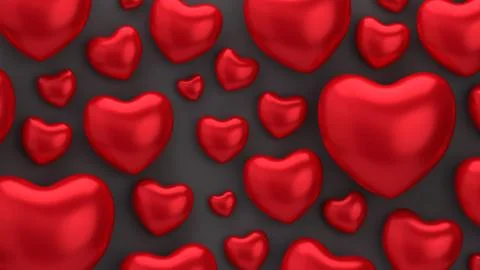 Black background with red 3D hearts for Valentine's Day Stock Illustration