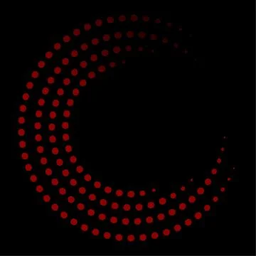 Black background with red dots wrapped in a half circle shape Illustrazione stock