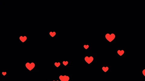 Black background romantic decoration with red hearts particles flying up Video stock 263454530