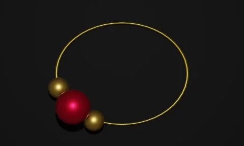 Black background with round gold frame and red and gold balls Stock Illustration