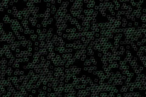 Black background with scattered white square outlines pattern Stock Illustration