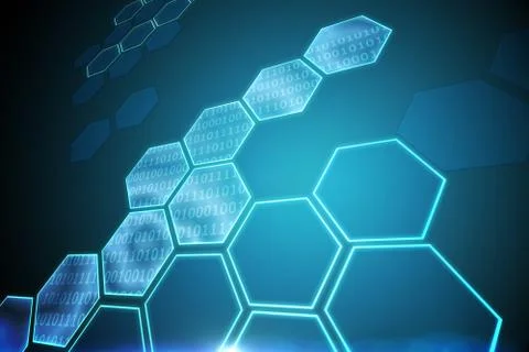 Black background with shiny hexagons 스톡 일러스트