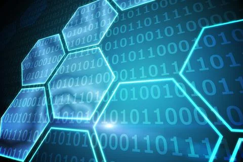 Black background with shiny hexagons 스톡 일러스트