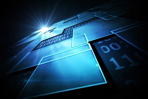 Black background with shiny squares Illustrazione stock