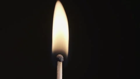 On a black background in a slow video a match lights up and burns Stock Footage 143539977