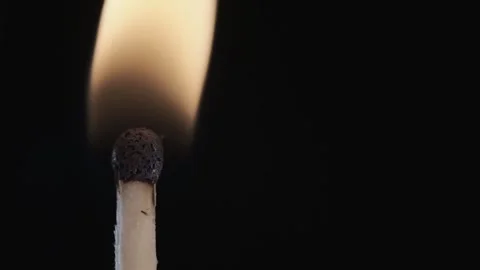 On a black background in a slow video a match lights up and burns Stock Footage 143540392