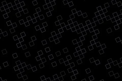 Black background with small white geometric square shapes Stock Illustration