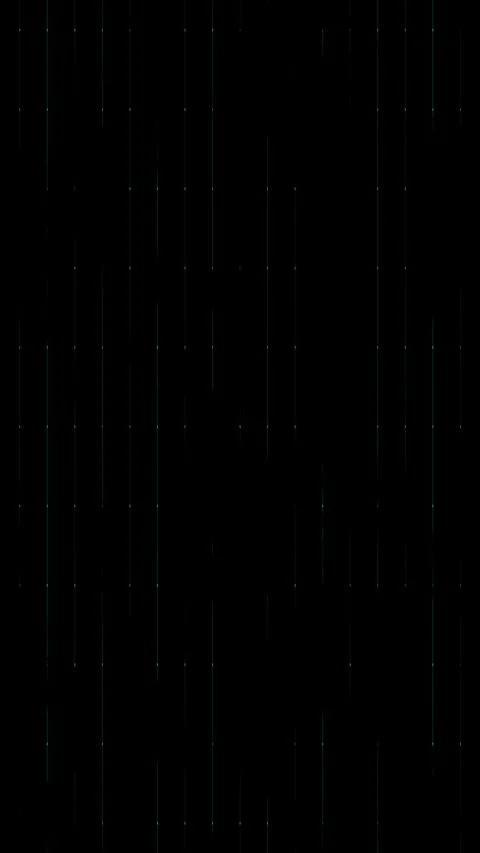 Black background with sparse grid of teal glowing dots and vertical lines. .. Stock Footage 345964798