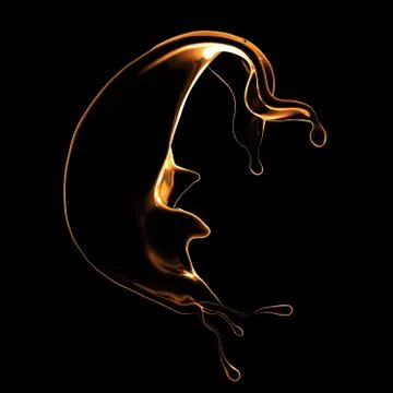 Black background with splash of liquid. 3d illustration, 3d rendering. Иллюстрация