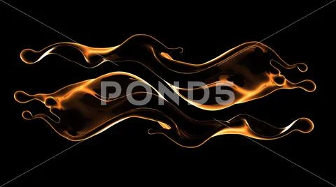 Gold Splash On Black Background 3d Rendering Stock Photo