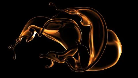 Black background with splash of liquid. 3d illustration, 3d rendering. Stock Illustration