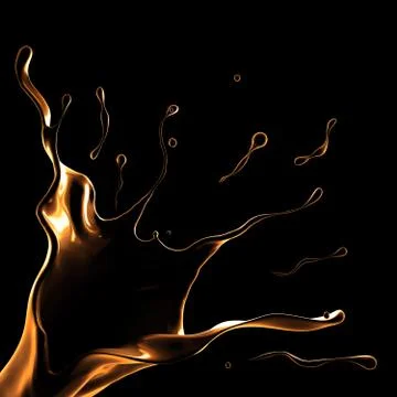 Black background with splash of liquid. 3d illustration, 3d rendering. Illustration