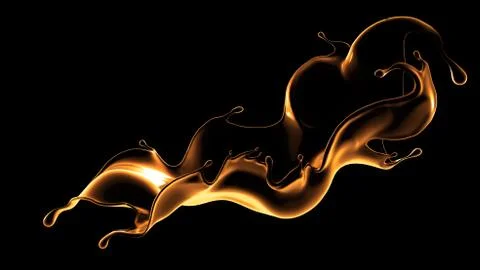 Black background with splash of liquid. 3d illustration, 3d rendering. イラスト素材