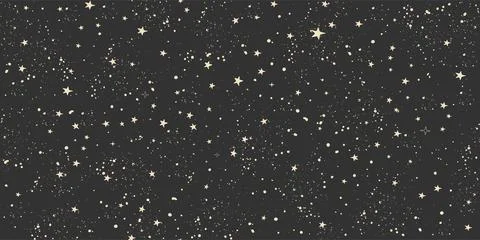 Black background with stars, seamless pattern in boho style for tarot, astrology Stock Illustration