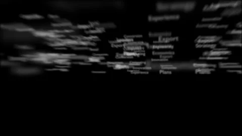 Black background with subject words, which deal with marketing. The bold word is Stock Footage 107015608