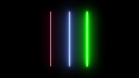 Black background with three multicolored glowing stripes, it is a beautiful. Stock Footage 287398473