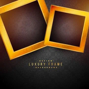 Black background with two golden frames Illustrazione stock