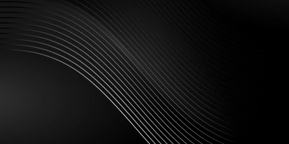 Black background with wave lines. Modern dark abstract texture. Stock Illustration