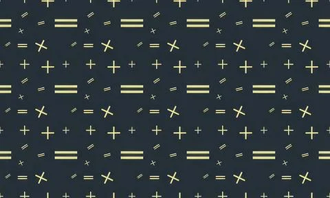 Black background with white and yellow mathematical symbols Stock Illustration