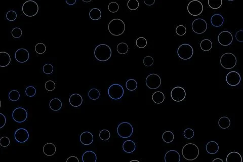 Black background with white bubbles floating and drifting Stock Illustration