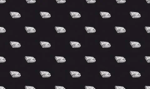 Black background with white computer mouse icons pattern Stock Illustration