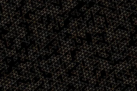 Black background with white geometric maze pattern Stock Illustration