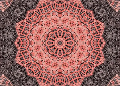 Black background with white graphics and pink concentric pattern イラスト素材
