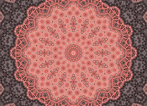 Black background with white graphics and pink concentric pattern Illustrazione stock