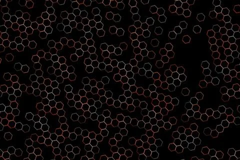 Black background with white hexagon pattern design Stock Illustration