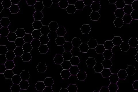 Black background with white hexagon pattern design Stockillustratie