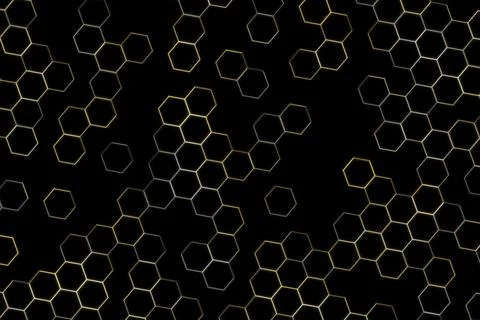 Black background with white hexagon patterns for design Stock Illustration