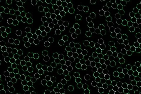 Black background with white honeycomb pattern design Stock Illustration