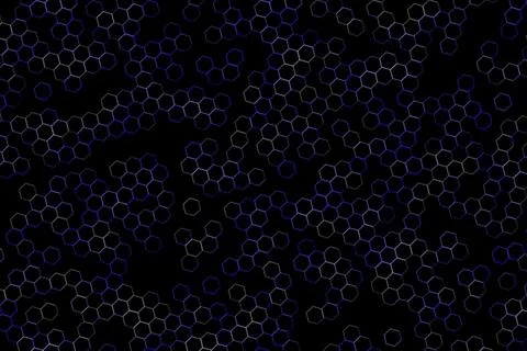 Black background with white molecular structure pattern Stock Illustration