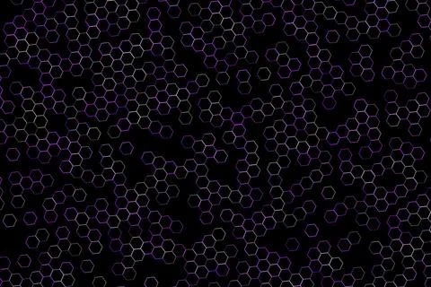 Black background with white molecular structures pattern Stock Illustration