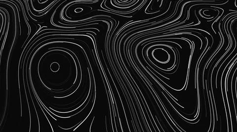 Black background with white patterns appearing. Motion. Bright white lines draw Stock Illustration