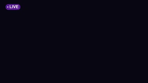 A black background with the words live on it and purple white logo green Stock Footage 345496410
