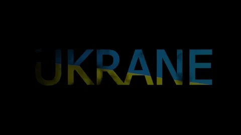 On a black background, a yellow and blue inscription Ukraine appears in the Stock Footage 241324141